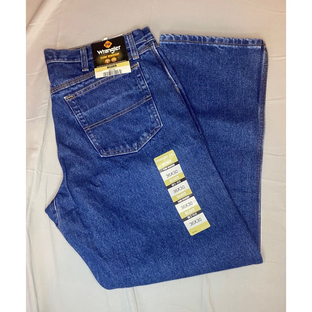 Wrangler Riggs Workwear FR Jeans Mens 36x30 Blue Flame Resistant Relaxed Fit NWT